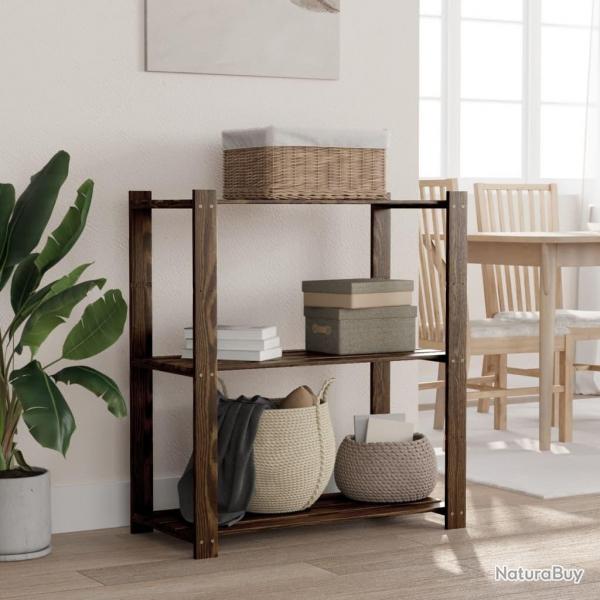 Support de rangement  3 niveaux noir 80x38x90 cm bois pin alsavelo