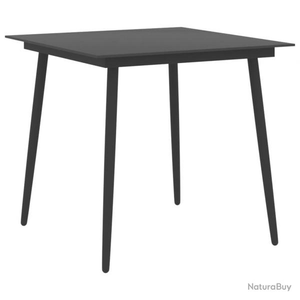 Table  dner de jardin Noir 80x80x74 cm Acier et verre alsavelo