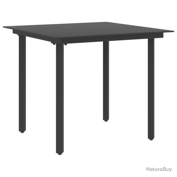 Table  dner de jardin Noir 80x80x74 cm Acier et verre alsavelo