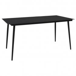 Table à dîner de jardin Noir 150x80x74 cm Acier et verre alsavelo
