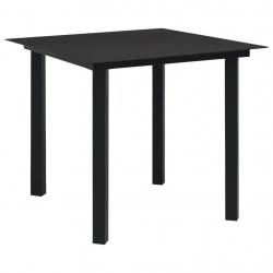Table à dîner de jardin Noir 80x80x74 cm Acier et verre alsavelo