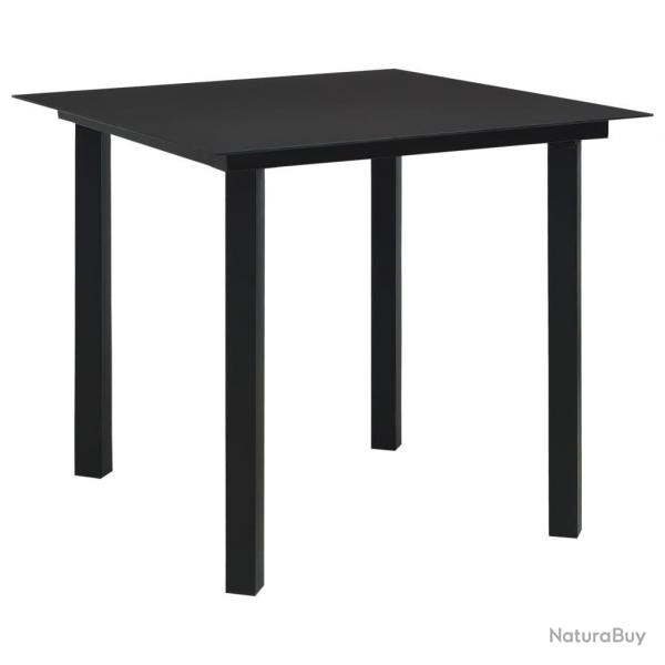 Table  dner de jardin Noir 80x80x74 cm Acier et verre alsavelo