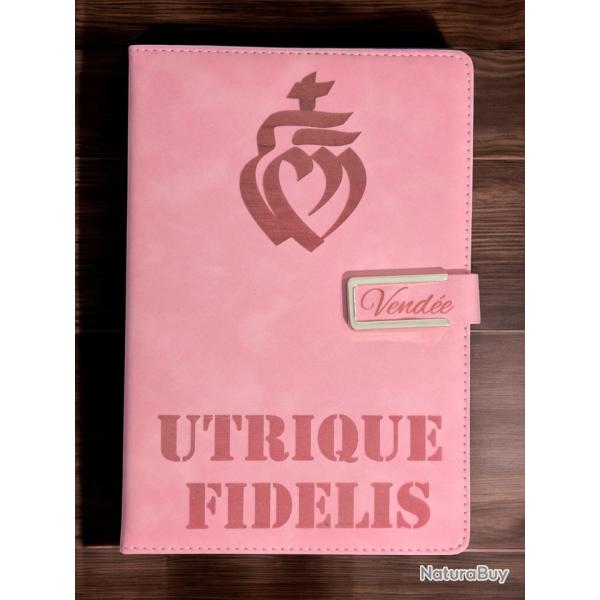 Carnet personnalisable en cuir pu rose grav coeur Venden Utrique Fidelis