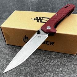 Couteau Gerber Zilch Red Lame Acier 7Cr17MoV Manche GRN Linerlock Clip