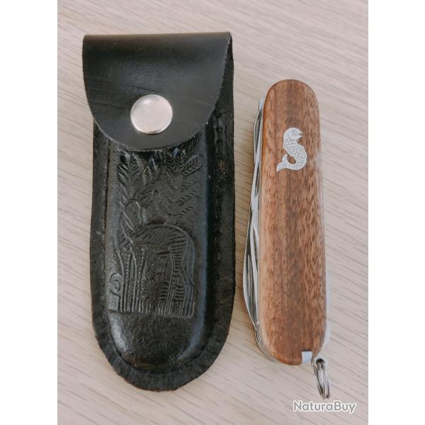 Victorinox Couteau Suisse Fisherman Noyer Insert Mtallique Poisson + Pochette cuir