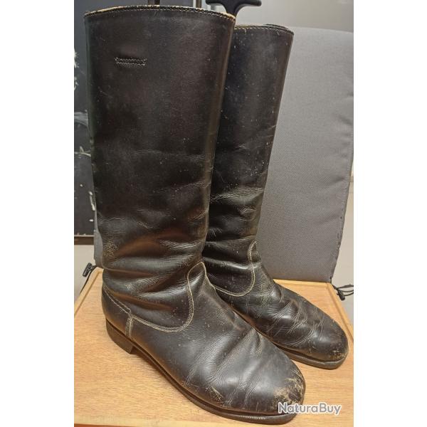 Anciennes bottes militaires cuir Allemagne de l'Est - officier NVA DDR - 28 1/2