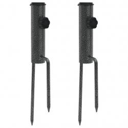 Support de parasol avec piquets 2 pcs 9x35 cm acier galvanisé alsavelo