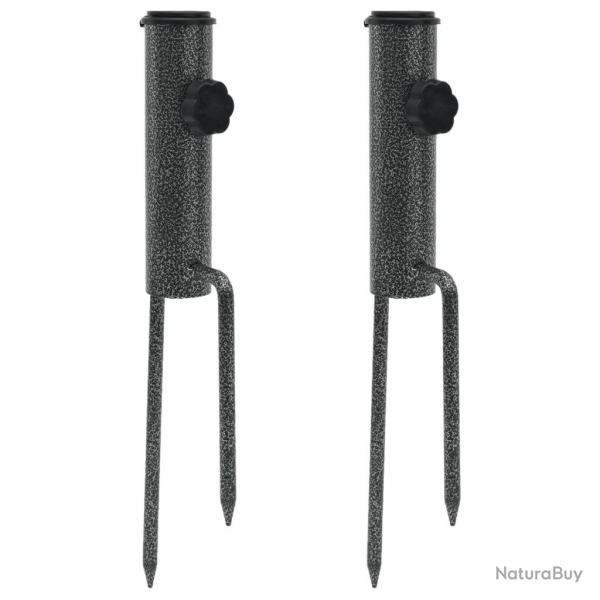 Support de parasol avec piquets 2 pcs 9x35 cm acier galvanis alsavelo