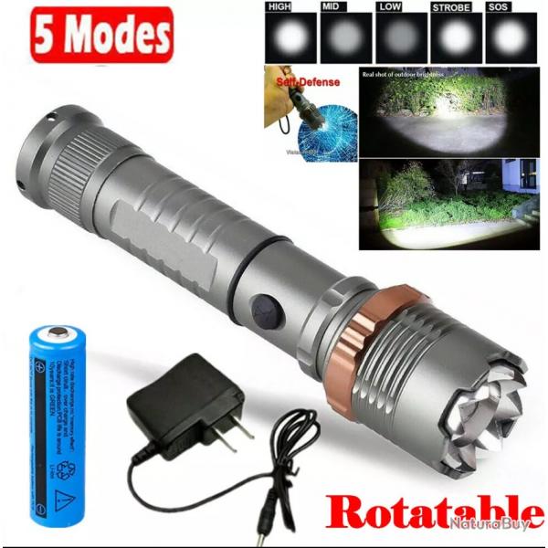 Rechargeable 1200000lm Lampe Torche LED Ultra Puissante Lampe de Poche Tactique