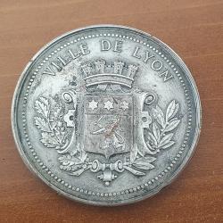 Rare médaille de la guerre 1870-1871 pour la patrie! Ville de LYON  signée de F. VERNON