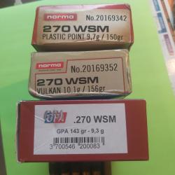 lot de 66 balles calibre 270 WSM