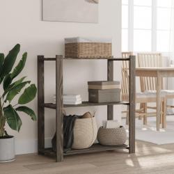 Support de rangement à 3 niveaux gris 80x38x90 cm bois de pin alsavelo