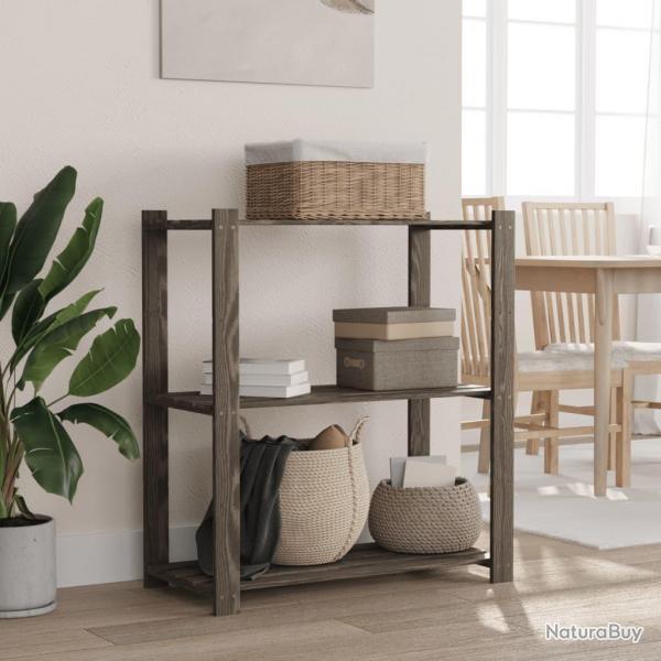 Support de rangement  3 niveaux gris 80x38x90 cm bois de pin alsavelo