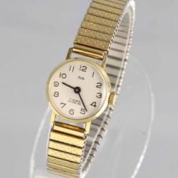 Montre Luxe de Dame Vintage Or 14K Eufa 17 Rubis Incabloc Ajustable Bracelet Extensible