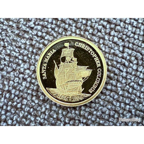 Monnaie, Vatau, pice 1 dollars or pur, 2006 - Christophe Colomb - Santa Maria