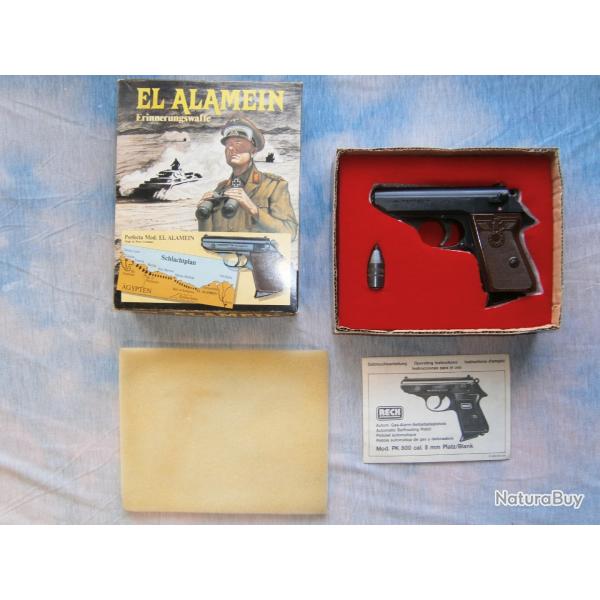 Rare !  Pistolet d' alarme  8mm a blanc   RECK  PK 800  Modle  PERFECTA   "  EL ALAMEIN "