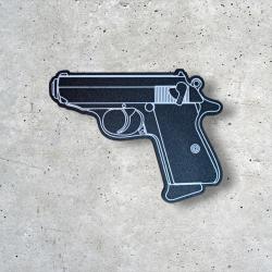 Décoration Murale Walther PPK - Silhouette d'Arme Noir et Blanc - Fabriqué en France