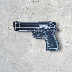 Décoration Murale Beretta 92 - Silhouette d'Arme Noir et Blanc - Fabriqué en France