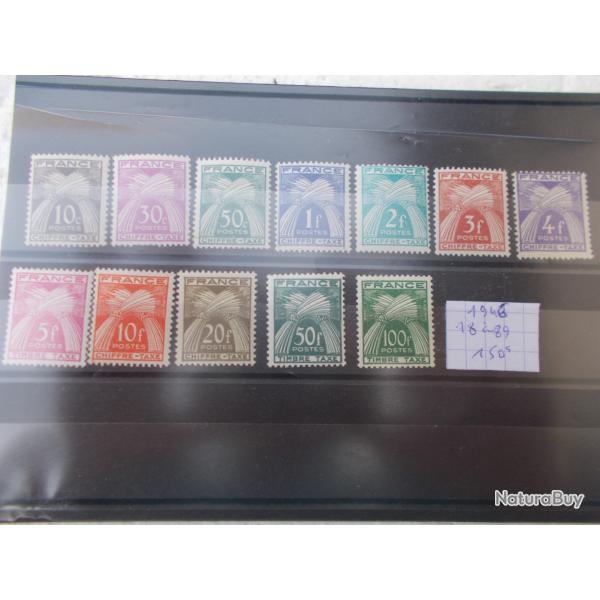 lot timbres taxes de 1946,n18  89,valeur 150 yvert, euros,neuf super