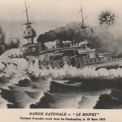 CPA " MARINE NATIONALE - Le Bouvet - Cuirassé d'escadre coulé le 18 Mars 1915 N°005
