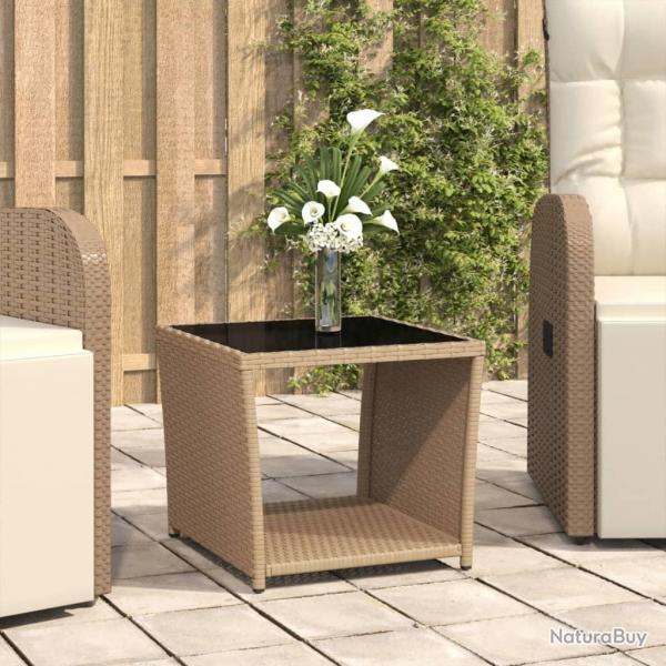 Table  th dessus en verre beige Rsine tresse verre tremp alsavelo