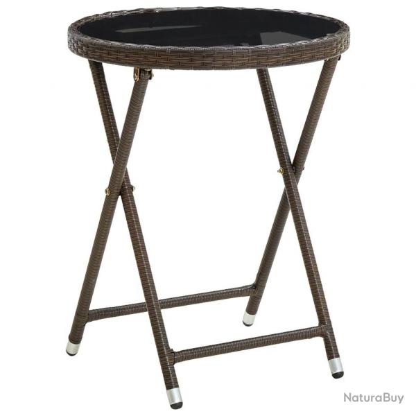 Table  th Marron 60 cm Rsine tresse et verre tremp alsavelo