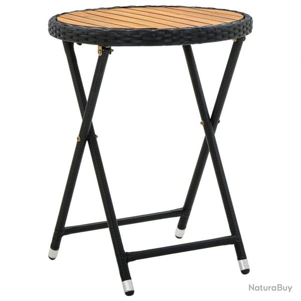 Table  th Noir 60 cm Rsine tresse et bois d'acacia solide alsavelo