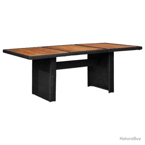 Table  manger de jardin Noir 200x100x74 cm Rsine tresse alsavelo