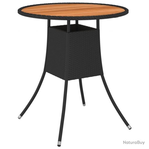 Table  dner de jardin Noir  70 cm Rsine tresse et acacia alsavelo