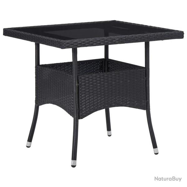 Table  dner d'extrieur Noir Rsine tresse et verre alsavelo
