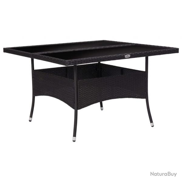 Table  dner d'extrieur Noir Rsine tresse et verre alsavelo
