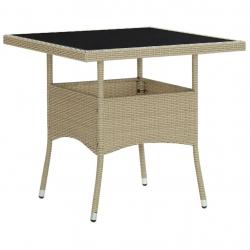 Table à dîner d'extérieur Beige Résine tressée et verre alsavelo