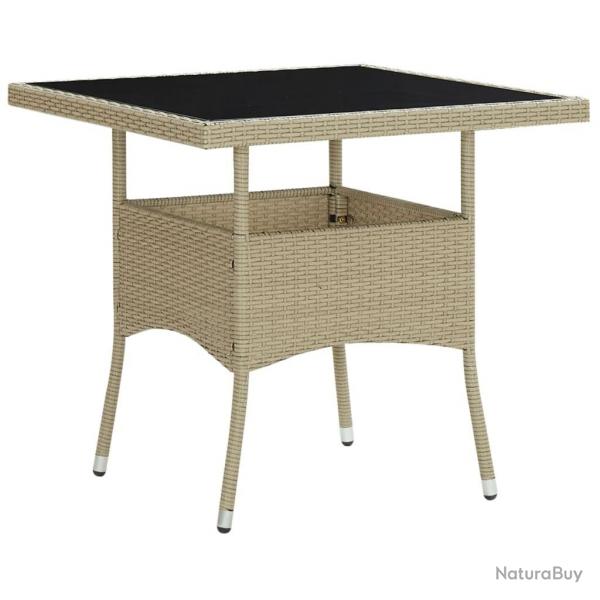 Table  dner d'extrieur Beige Rsine tresse et verre alsavelo