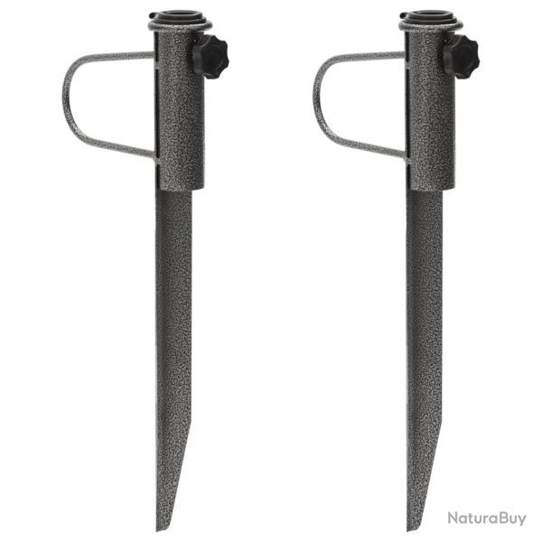 Supports de parasol avec piquets 2 pcs 19x42 cm acier galvanis alsavelo