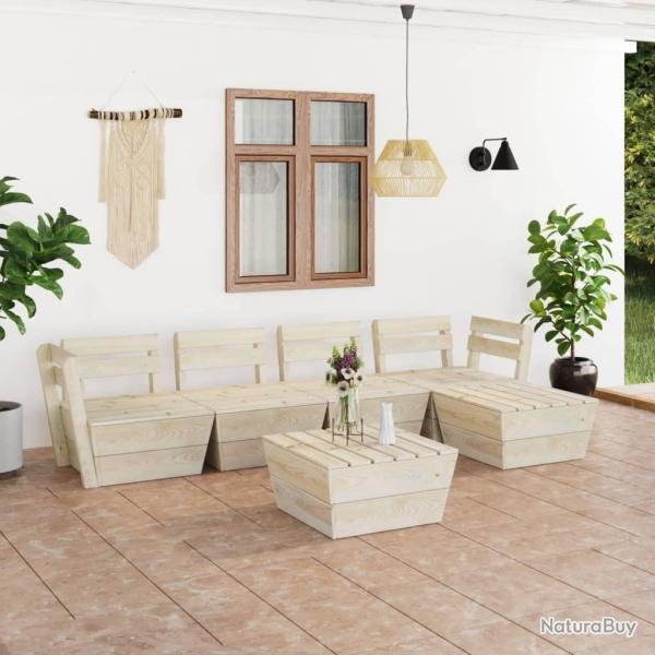 Salon de jardin palette 6 pcs Bois d'pica imprgn alsavelo