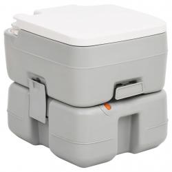 Toilette de camping portable gris et blanc 15+10 L PEHD alsavelo