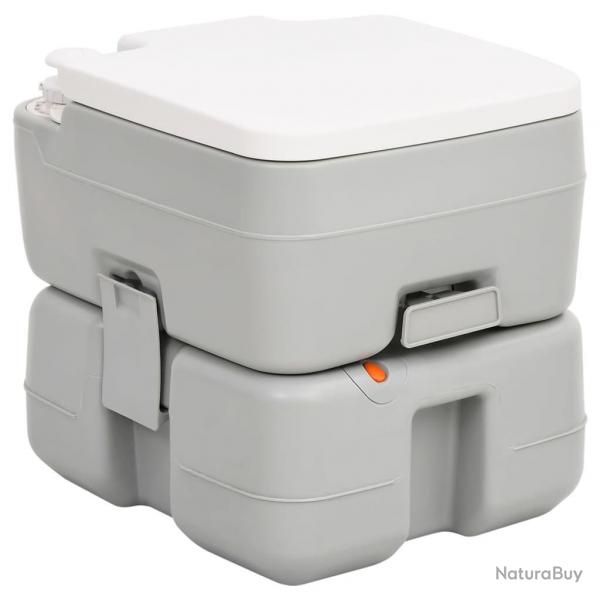 Toilette de camping portable gris et blanc 15+10 L PEHD alsavelo