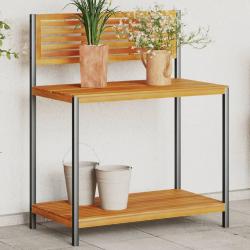 Table de travail de jardin bois d'acacia solide et acier alsavelo