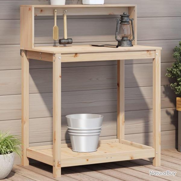 Table de rempotage et tagres 82,5x50x109,5 cm bois massif pin alsavelo