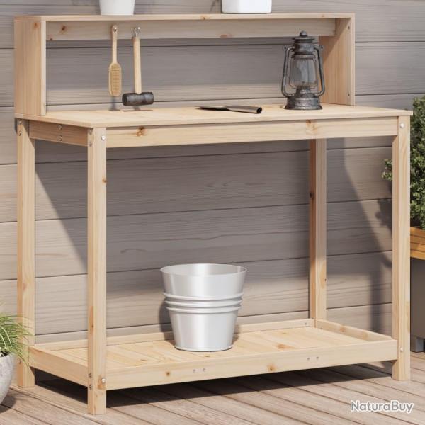 Table de rempotage et tagres 108x50x109,5 cm bois massif pin alsavelo