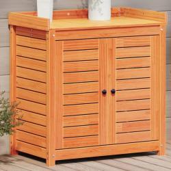 Table de rempotage avec étagères marron bois massif de pin alsavelo