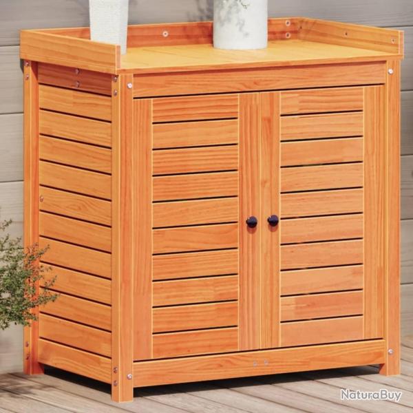 Table de rempotage avec tagres marron bois massif de pin alsavelo