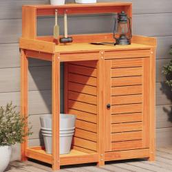 Table de rempotage avec étagères marron bois massif de pin alsavelo