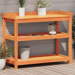 Table de rempotage avec étagères marron bois massif de pin alsavelo