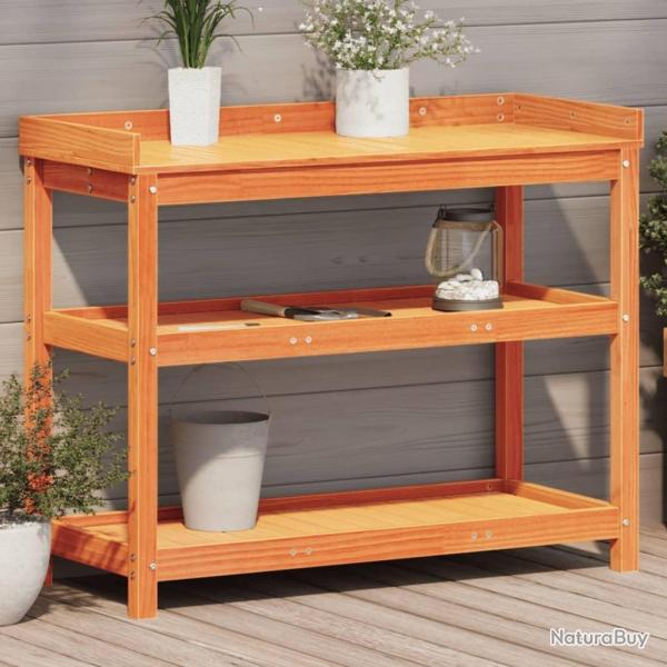 Table de rempotage avec tagres marron bois massif de pin alsavelo