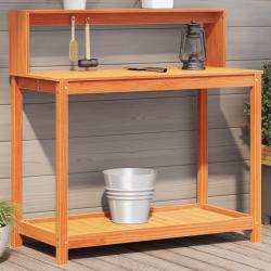 Table de rempotage avec étagères marron bois massif de pin alsavelo