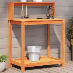 Table de rempotage avec étagères marron bois massif de pin alsavelo