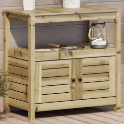 Table de rempotage avec étagères bois de pin imprégné alsavelo