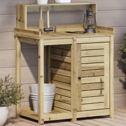 Table de rempotage avec étagères bois de pin imprégné alsavelo