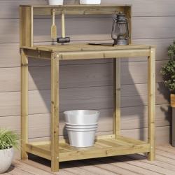 Table de rempotage avec étagères bois de pin imprégné alsavelo